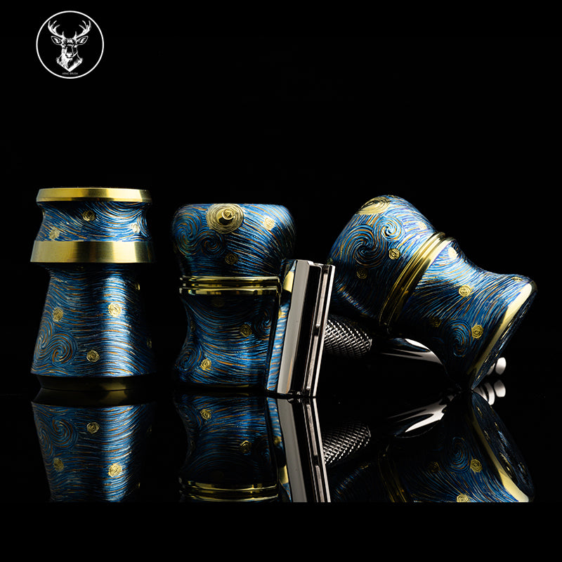 Titanium color engraving-Palace Van Gogh Starry Night brush handle(only handle)