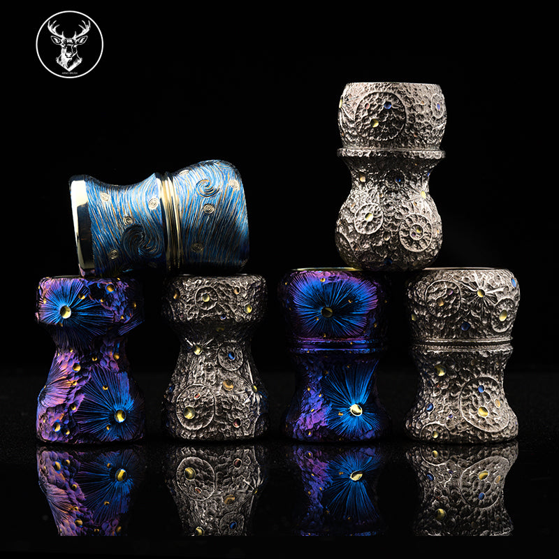 Titanium color engraving-MINGUO colored craters brush handle(only handle)