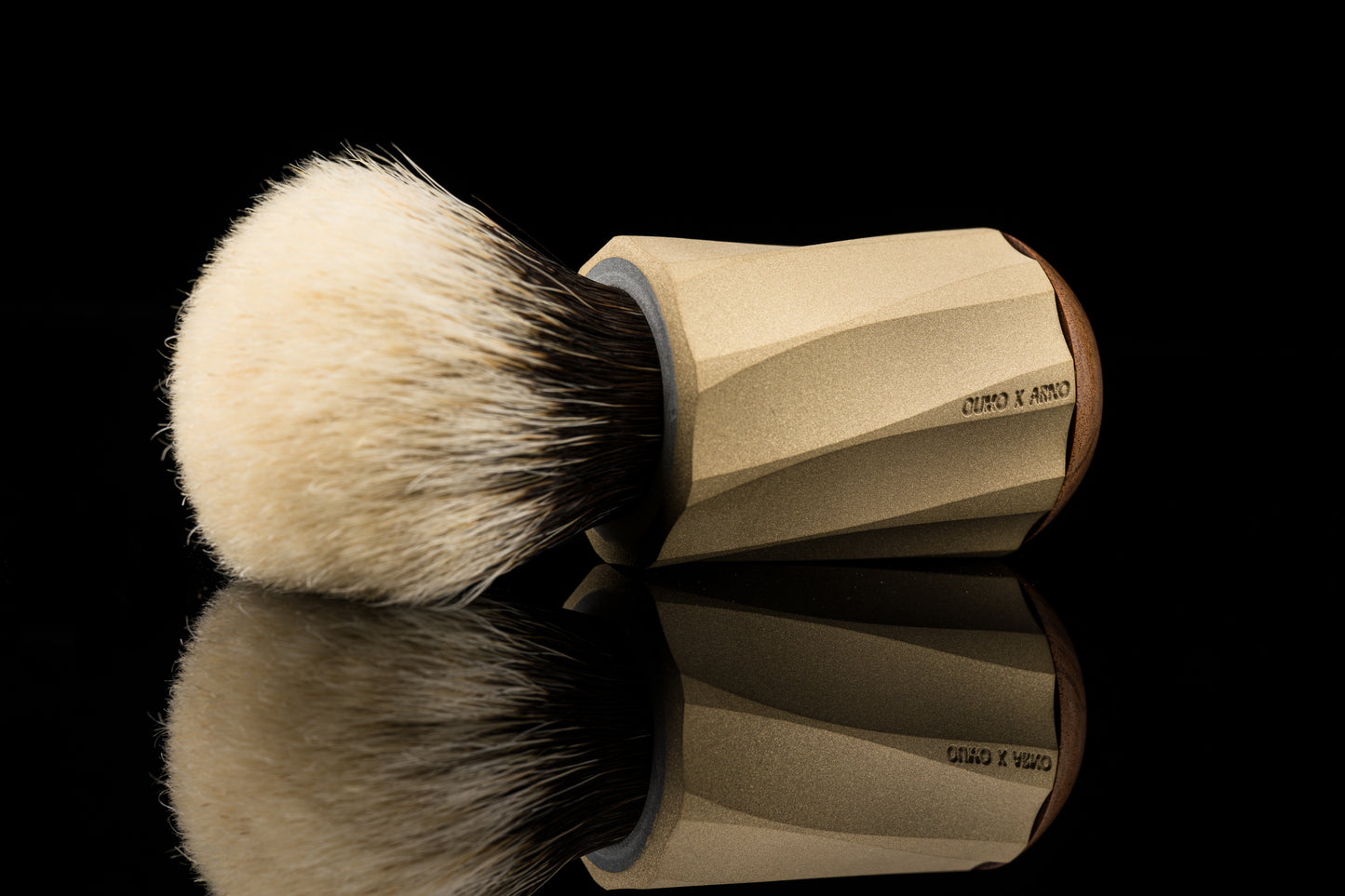 ARNOxOUMO Collaborative Custom Brass Sandblasted Narwhal Shaving Brush Handle