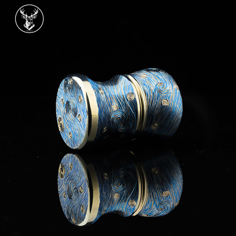 Titanium color engraving-Van Gogh Starry Night brush handle(only handle)