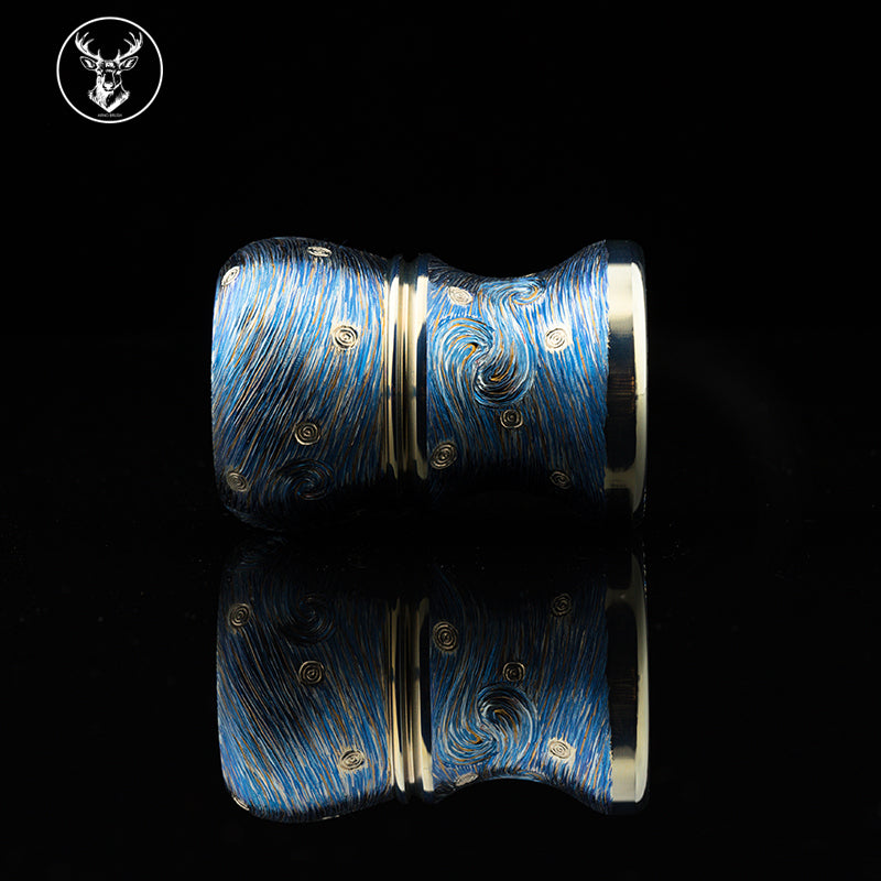Titanium color engraving-Van Gogh Starry Night brush handle(only handle)