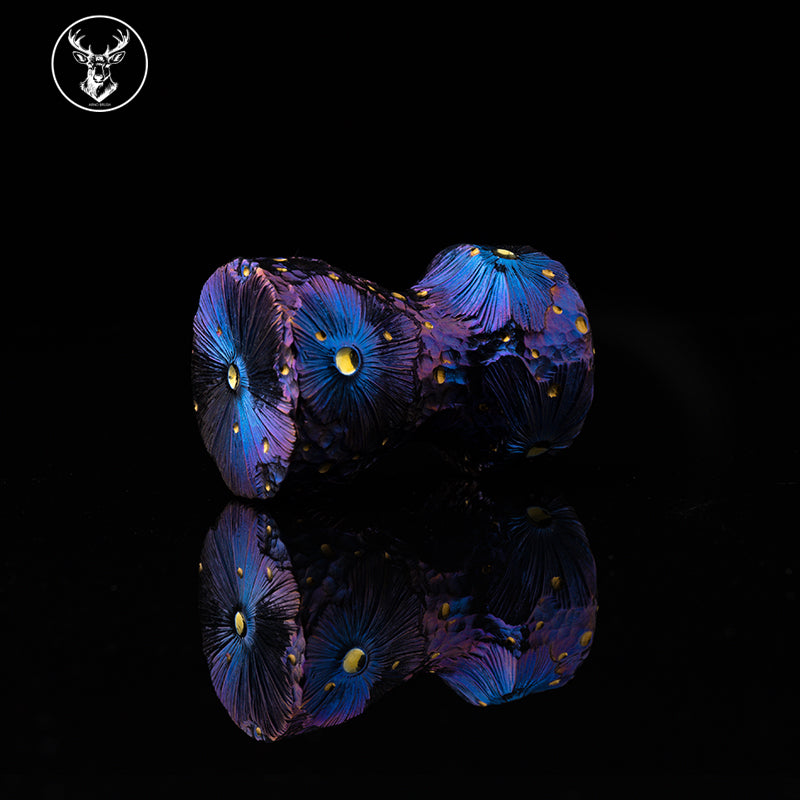 Titanium color engraving-MINGUO colored craters brush handle(only handle)