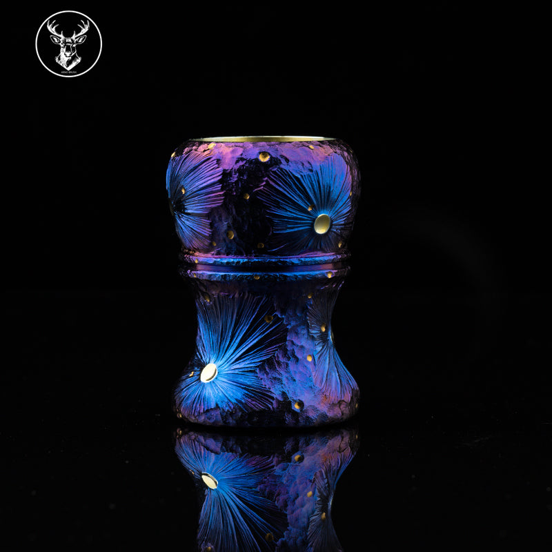 Titanium color engraving-Special version colored craters brush handle(only handle)
