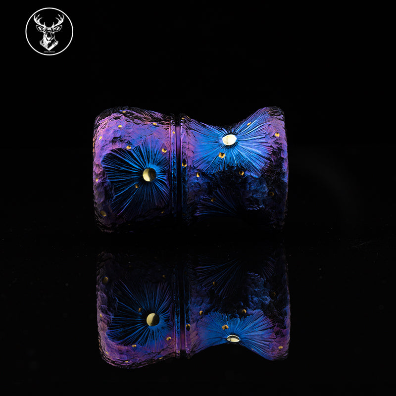 Titanium color engraving-Special version colored craters brush handle(only handle)