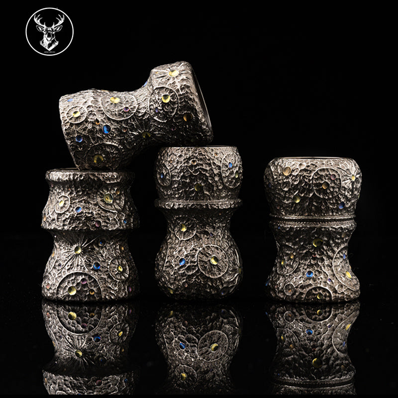 Titanium color engraving-MINGUO lunar surface  brush handle(only handle)