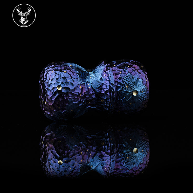 Titanium color engraving-Classic M colored craters brush handle(only handle)