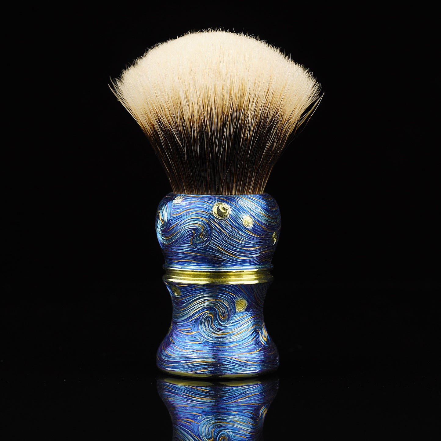 Titanium color engraving-Van Gogh Starry Night brush handle(only handle)