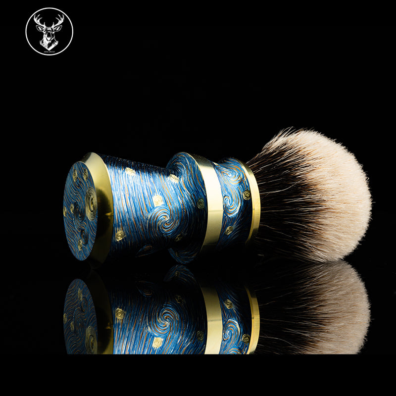 Titanium color engraving-Palace Van Gogh Starry Night brush handle（only handle）