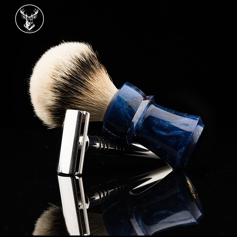 Arno Shark shaving brush #9 Resin Blue Gold