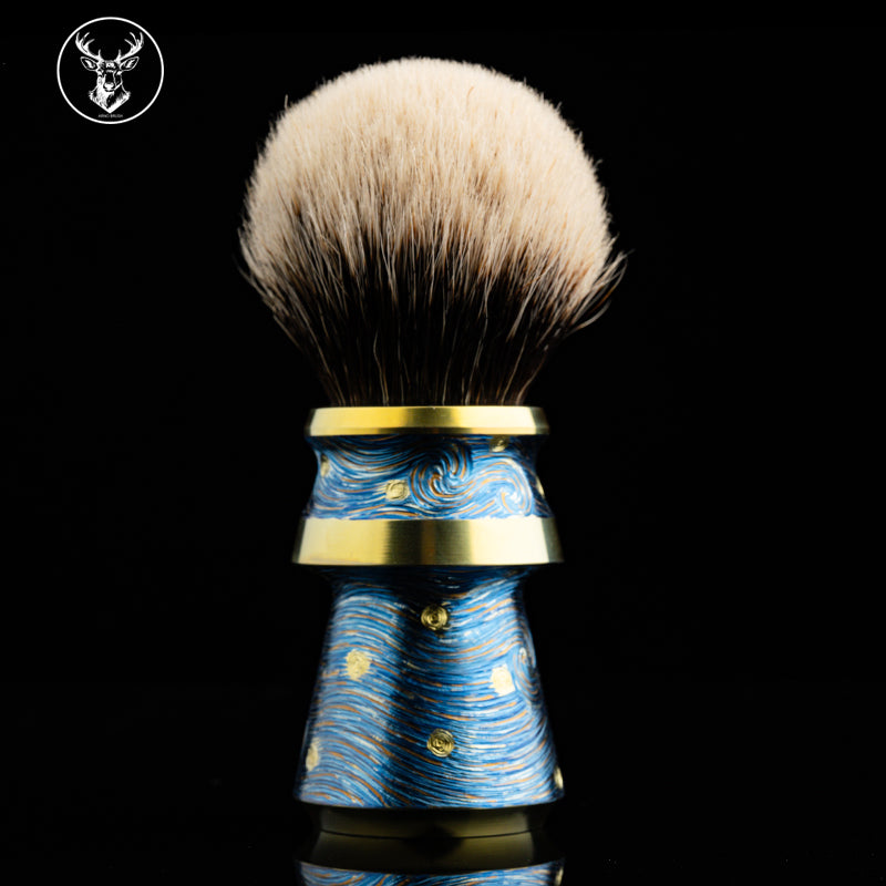Titanium color engraving-Palace Van Gogh Starry Night brush handle（only handle）
