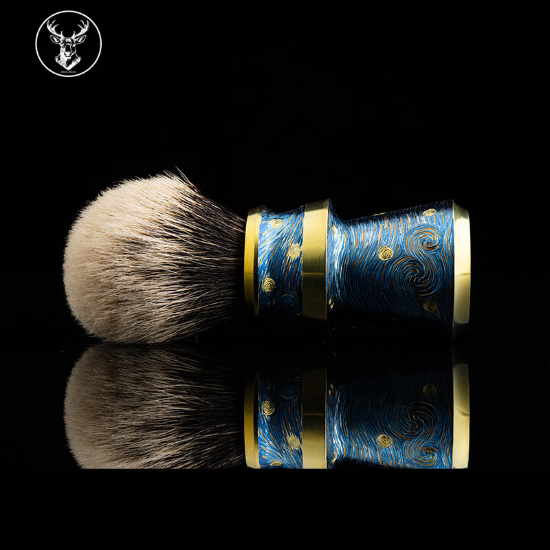 Titanium color engraving-Palace Van Gogh Starry Night brush handle（only handle）