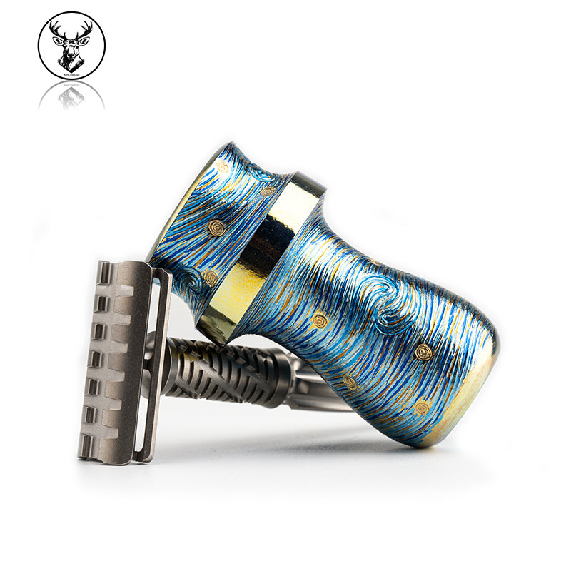 Titanium color Halberd Gogh Starry Night brush handle（only handle）